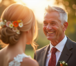 Couple souriant échangeant leurs vœux en extérieur