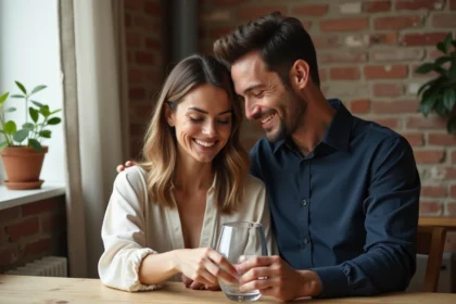 Couple célébrant 15 ans de mariage avec un cadeau en cristal pour les noces de cristal